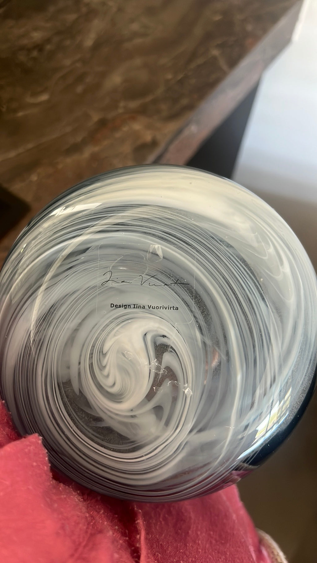 Unieke Blauwgrijze Vaas – Mondgeblazen Glaskunst